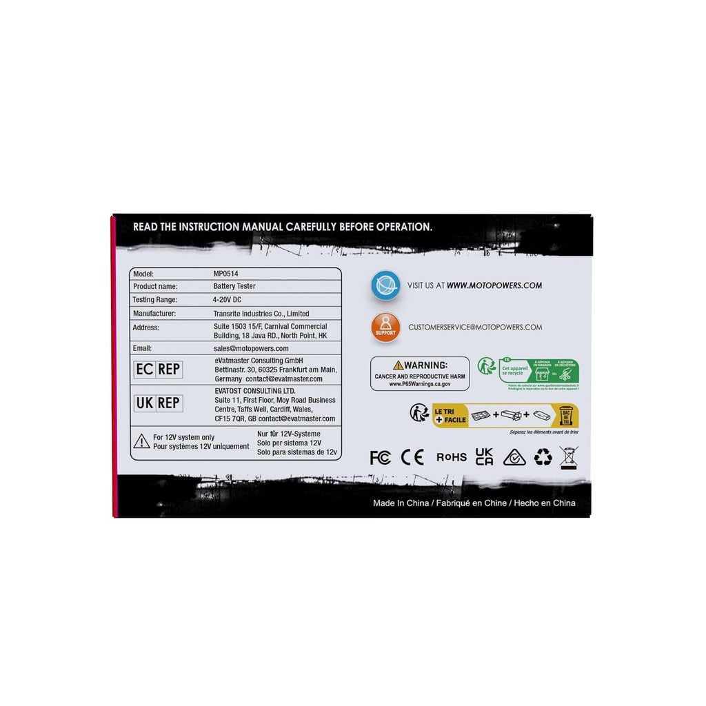 MOTOPOWER Probador de batería digital de 12 V, voltímetro y alterna...