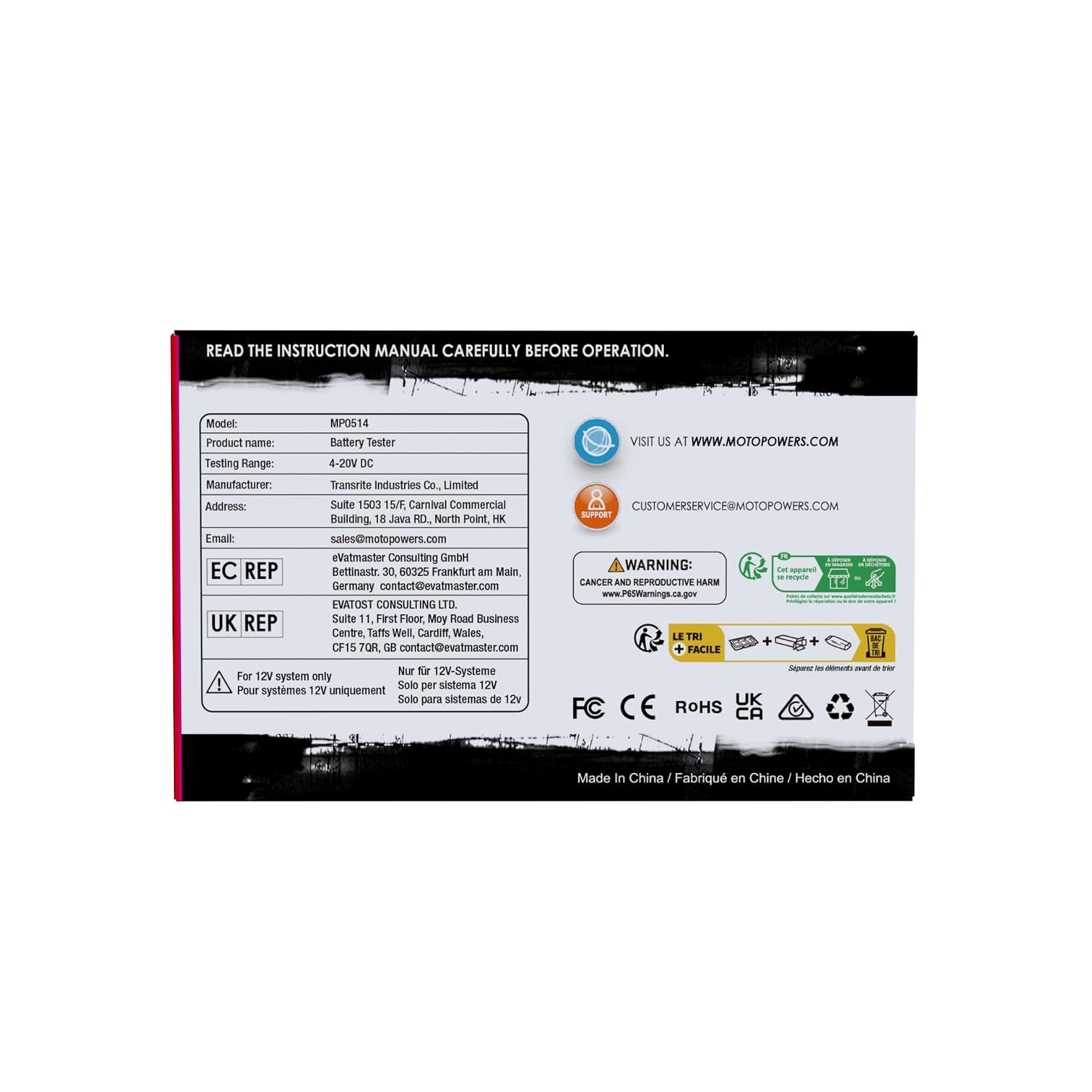 MOTOPOWER Probador de batería digital de 12 V, voltímetro y alterna...
