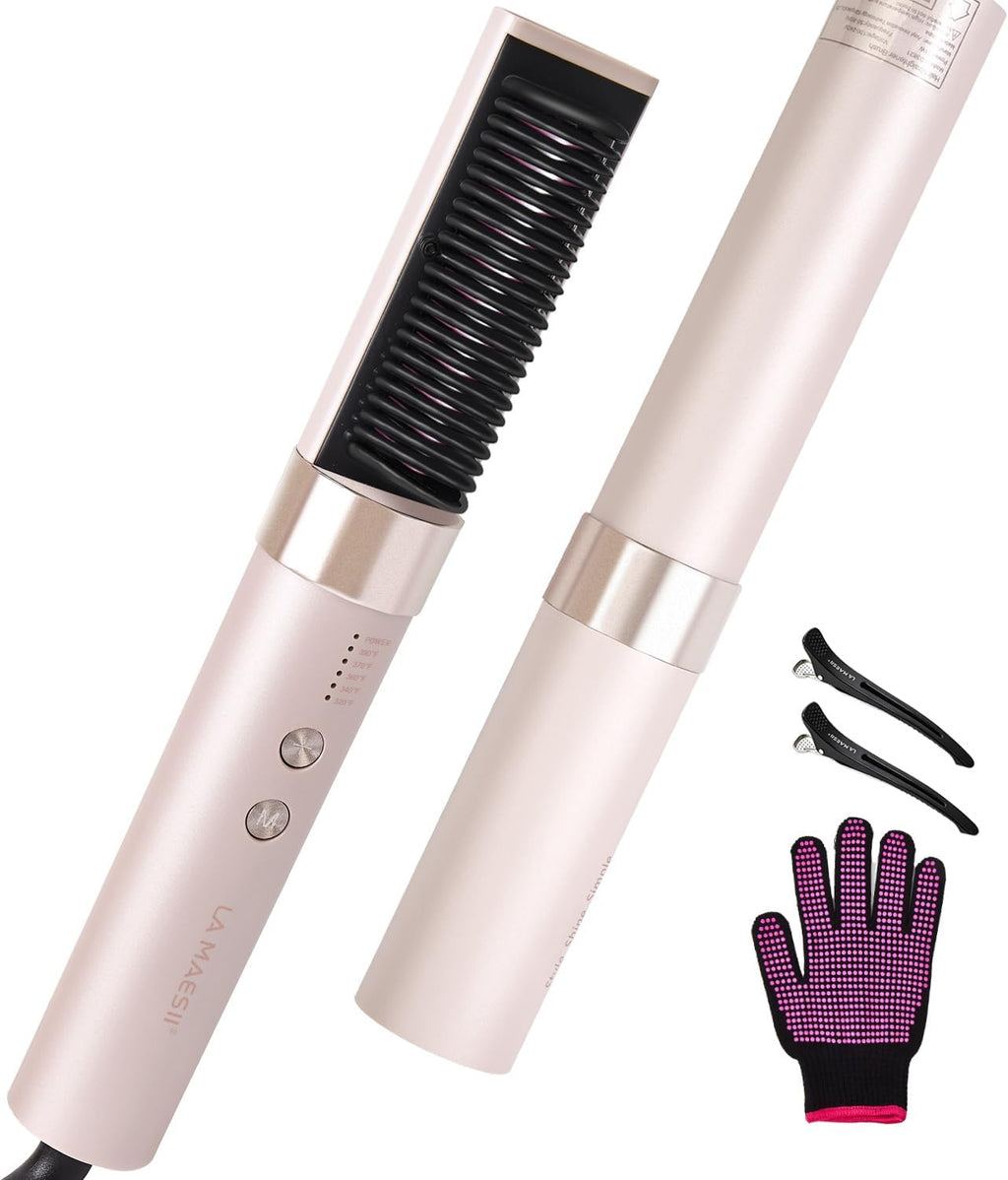 LA MAESII Cepillo alisador de cabello 2 en 1 para mujer, peine alis...