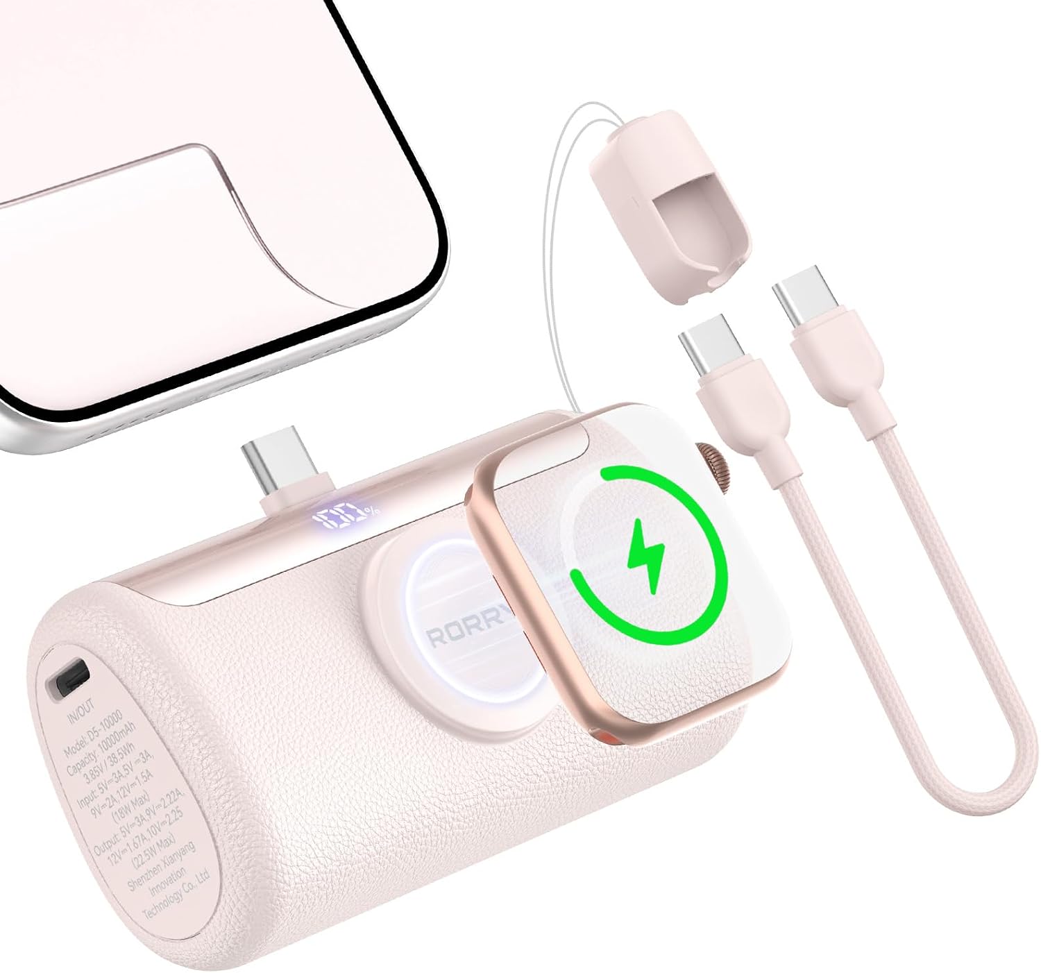 RORRY Cargador Mini Portátil USB C, 10000mAh PD 22.5W Carga Rápida...