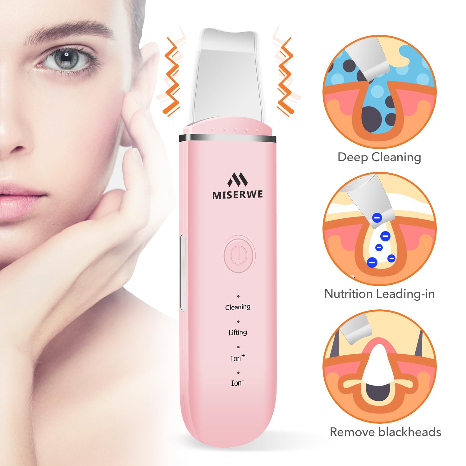 MISERWE - Espátula facial para la piel, limpiador de poros con 4 mo...