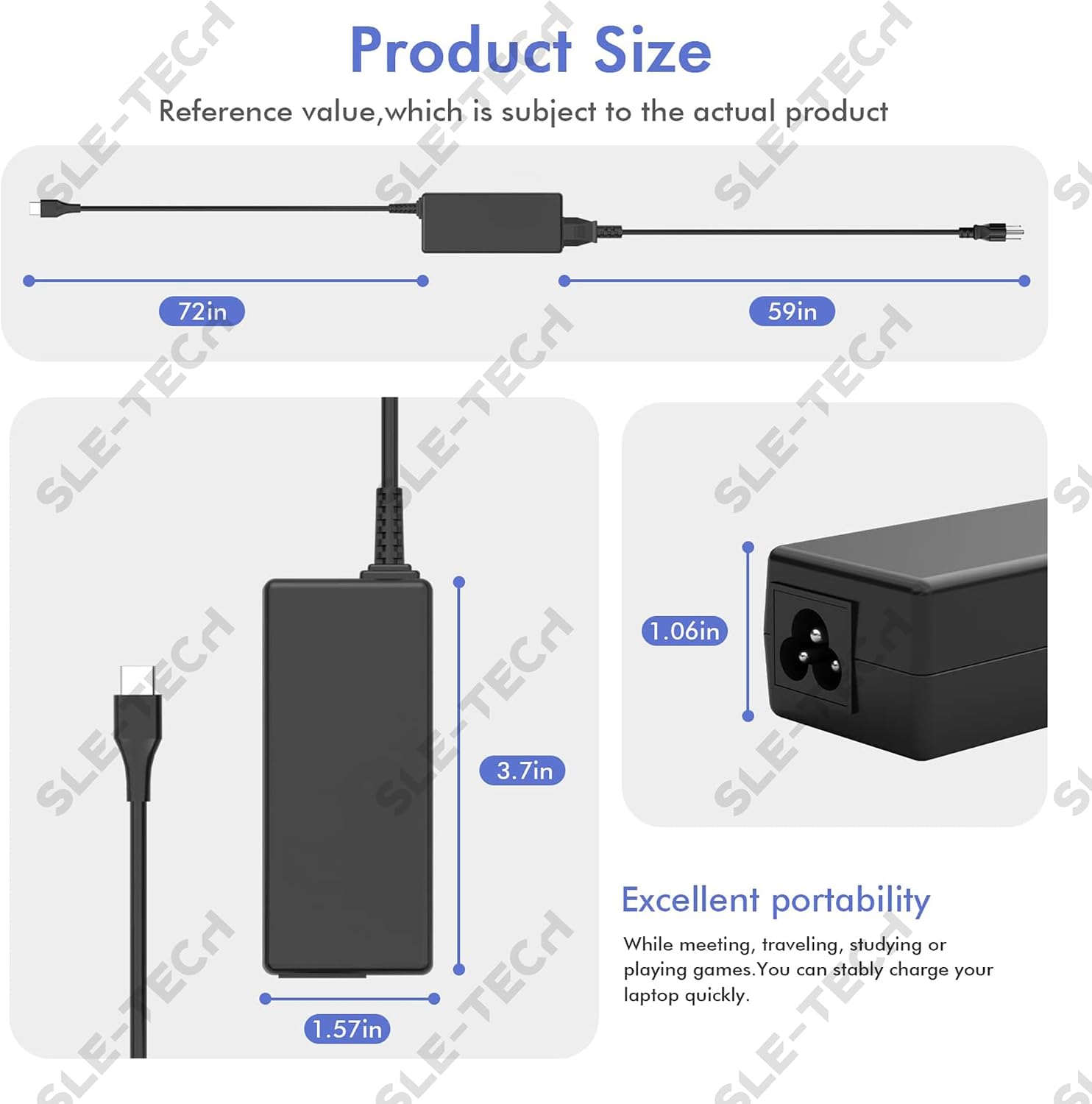 Cargador USB C para portátil de 45 W compatible con HP Chromebook T...