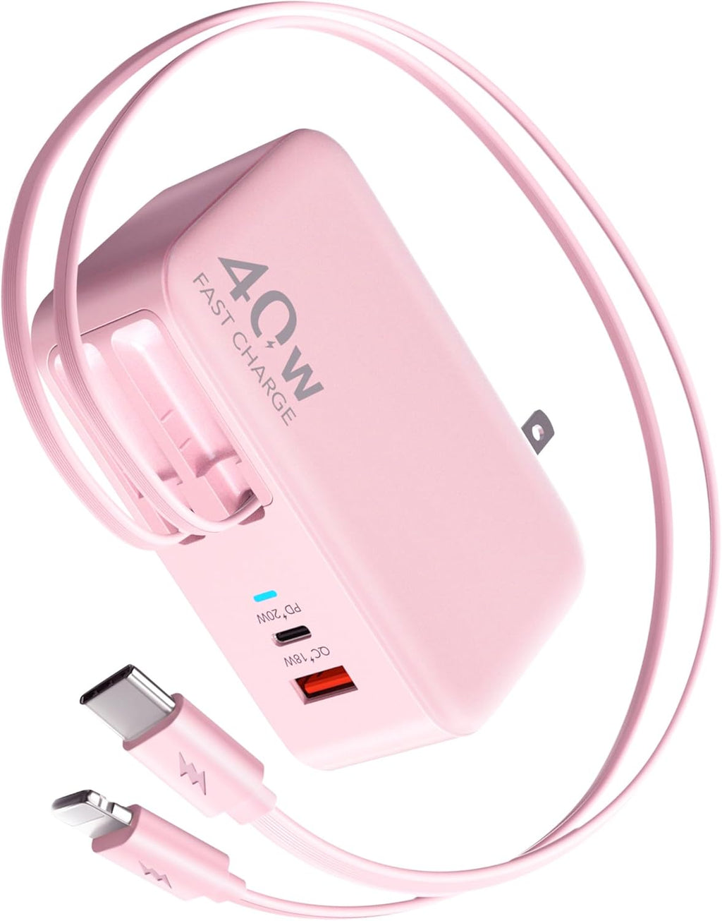 Cargador USB C retráctil de pared con cables tipo C de 35.5 pulgada...
