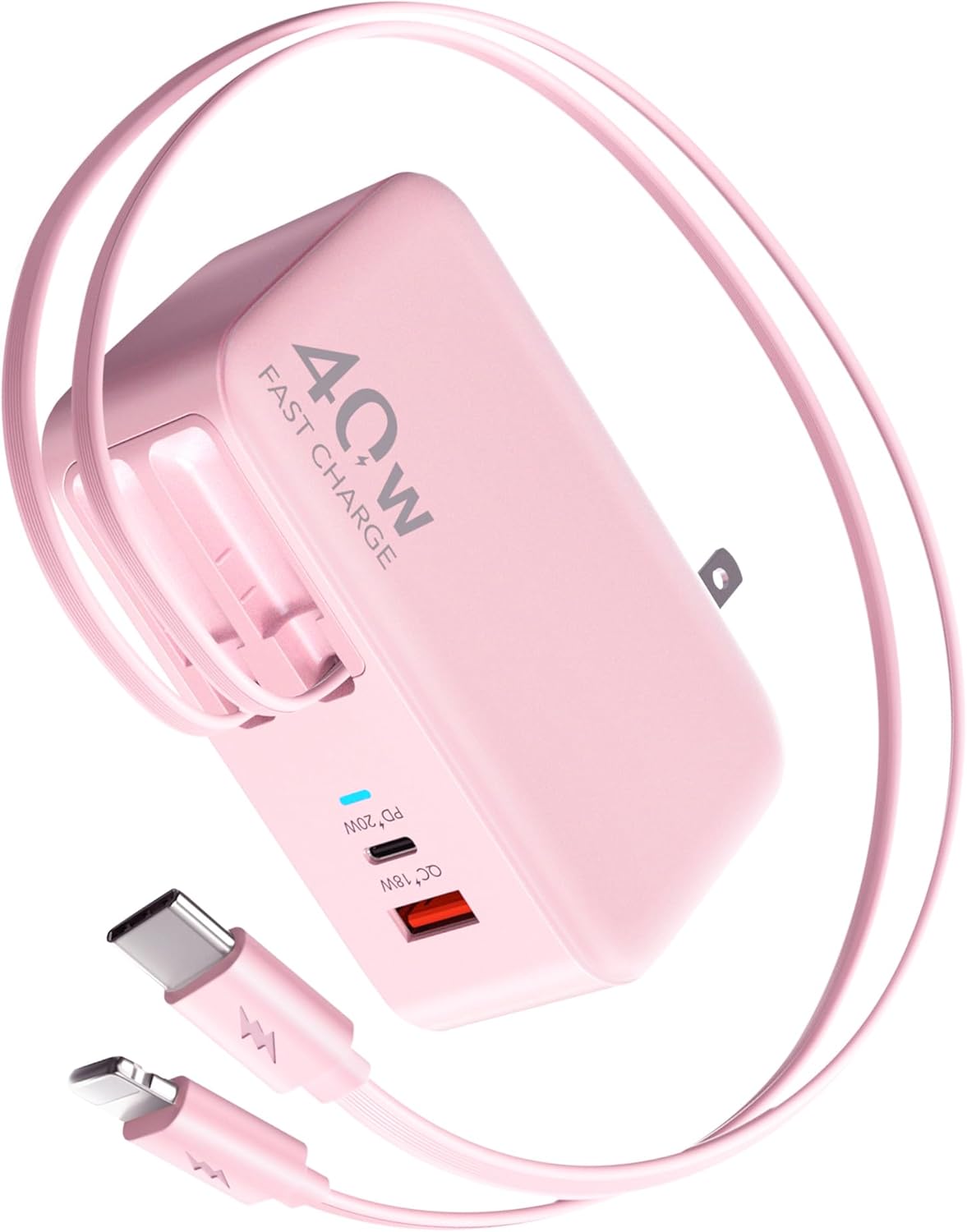 Cargador USB C retráctil de pared con cables tipo C de 35.5 pulgada...