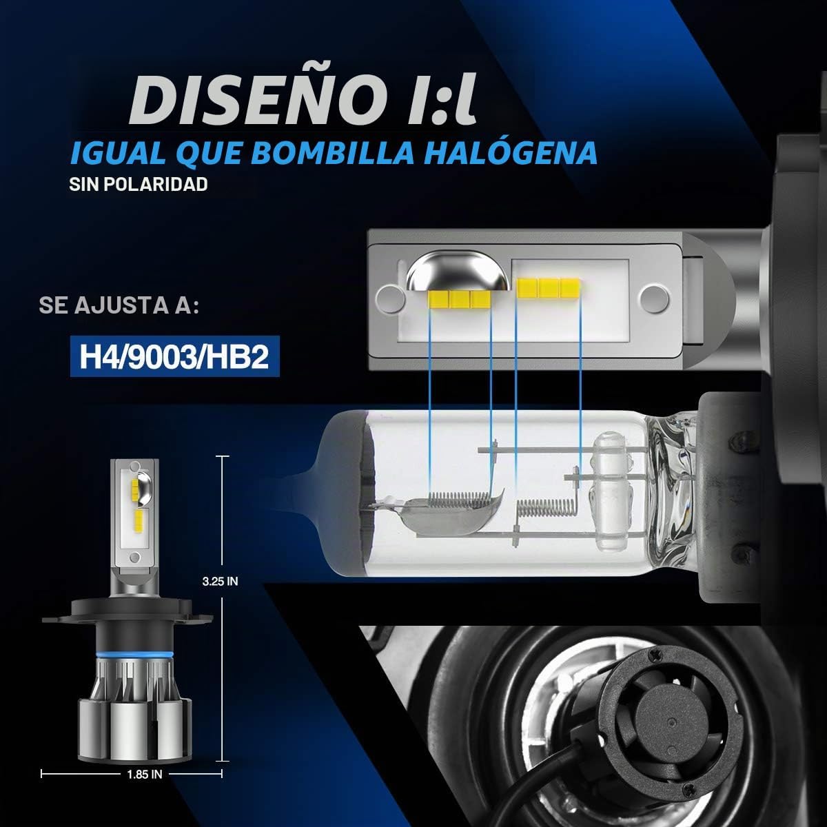 Luces LED H4 para automóvil, bombillas para faros delanteros, 40000...