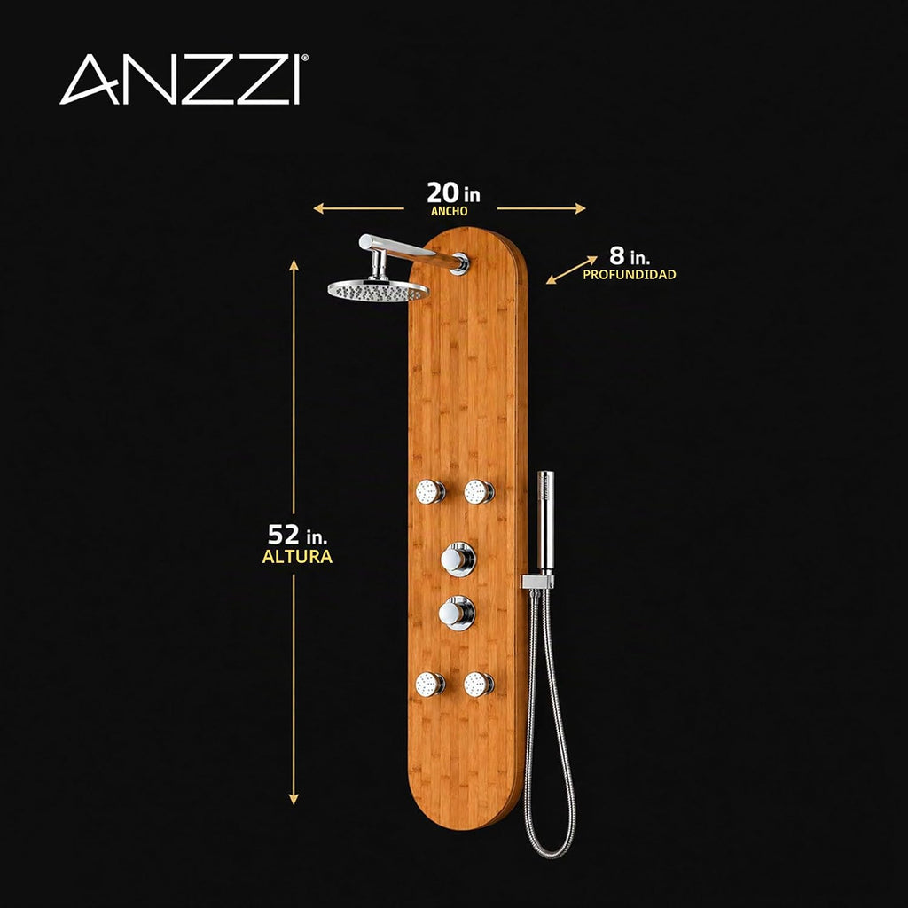 ANZZI 52" panel de ducha, serie de la grúa, panel de ducha de c...