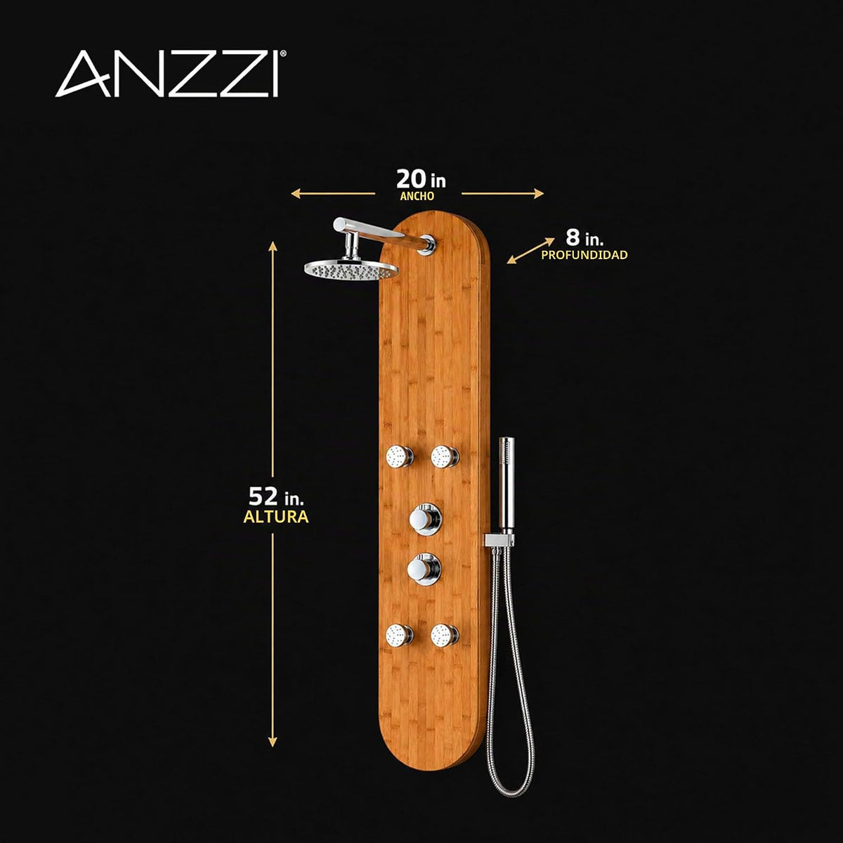 ANZZI 52" panel de ducha, serie de la grúa, panel de ducha de c...