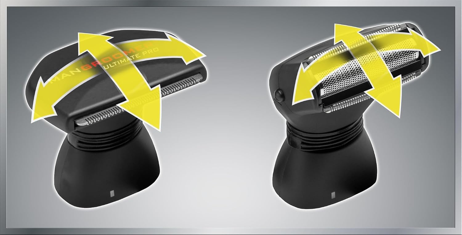 Mangroomer Ultimate Pro Back Shaver con asa 2 cabezas de shock abso...