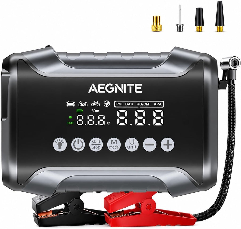 AEGNITE Arrancador con compresor de aire 3000A 150PSI | Amplificado...
