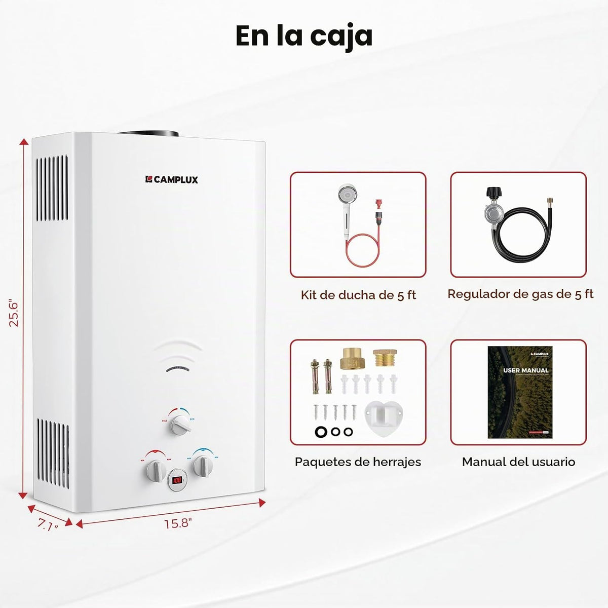 Camplux - Calentador de agua de 16 litros para exteriores, 4.22 GPM...