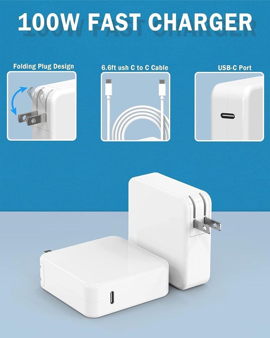 Cargador Mac Book, 100W, USB C, reemplazo para MacBook Pro 16, 15,...