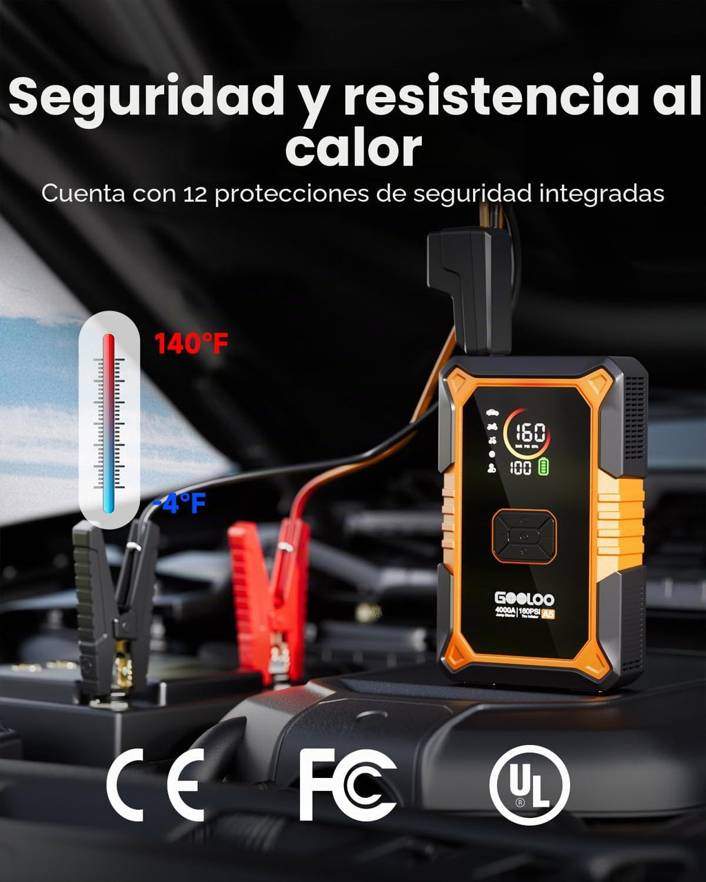 GOOLOO Arrancador de Coche A5 con Compresor de Aire, Arrancador de...