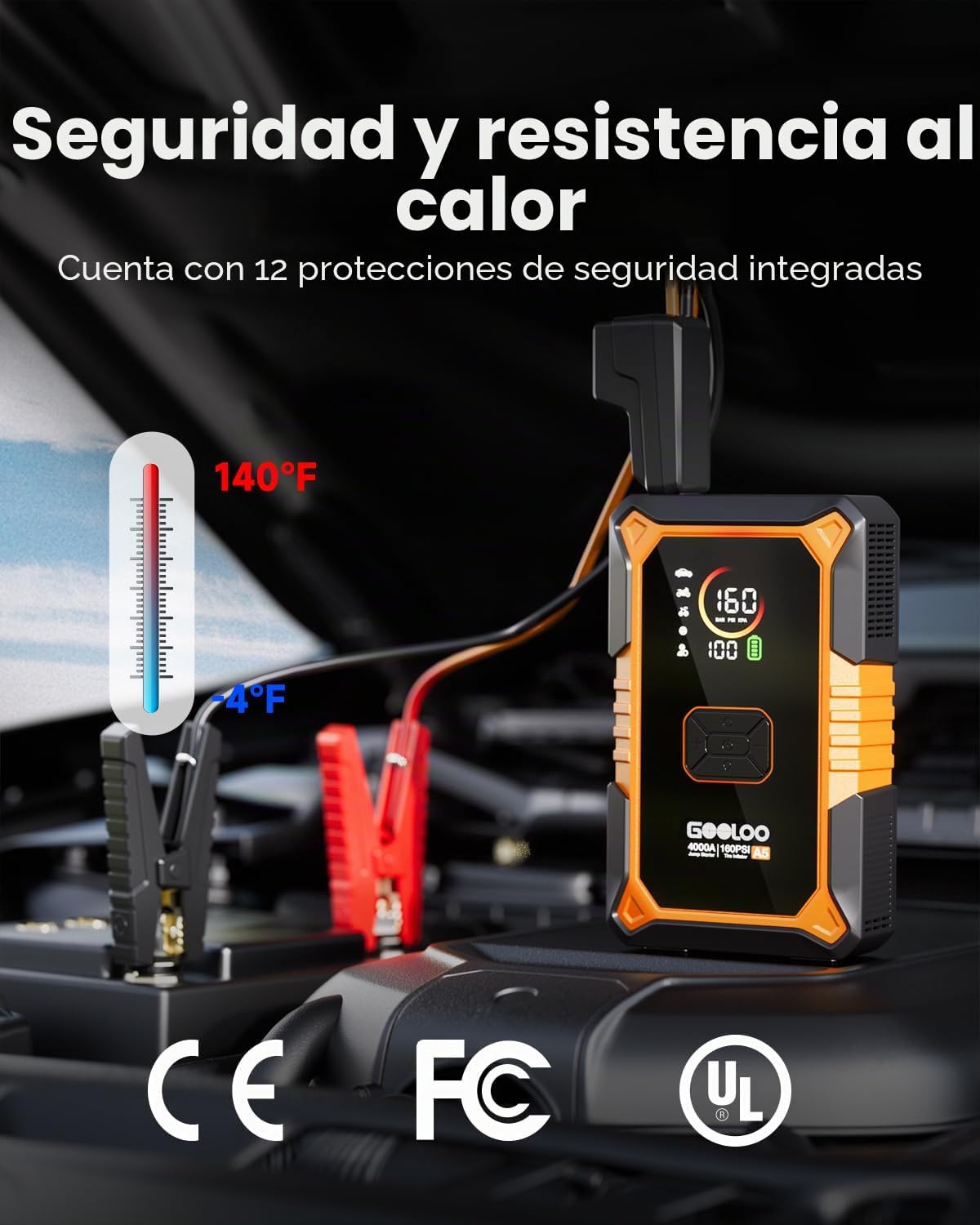 GOOLOO Arrancador de Coche A5 con Compresor de Aire, Arrancador de...