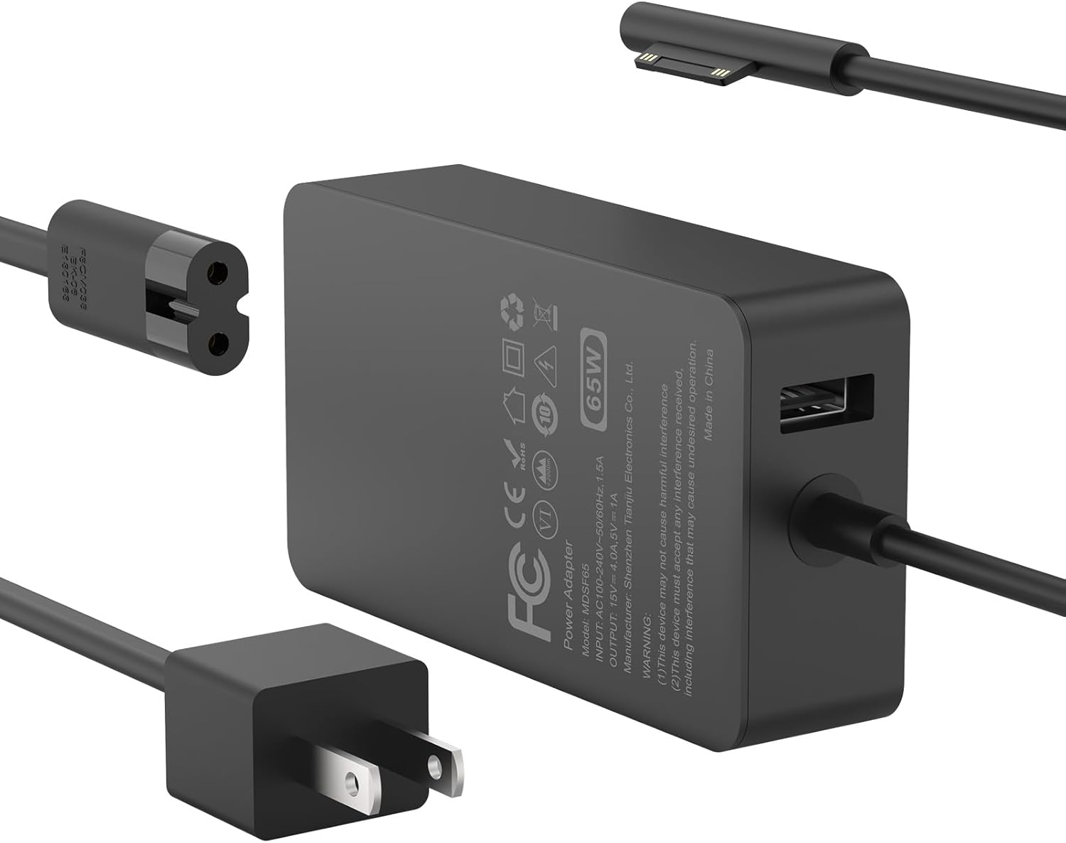 Cargador de 65 W compatible con Microsoft Surface Pro 11, 10, 9, 8,...