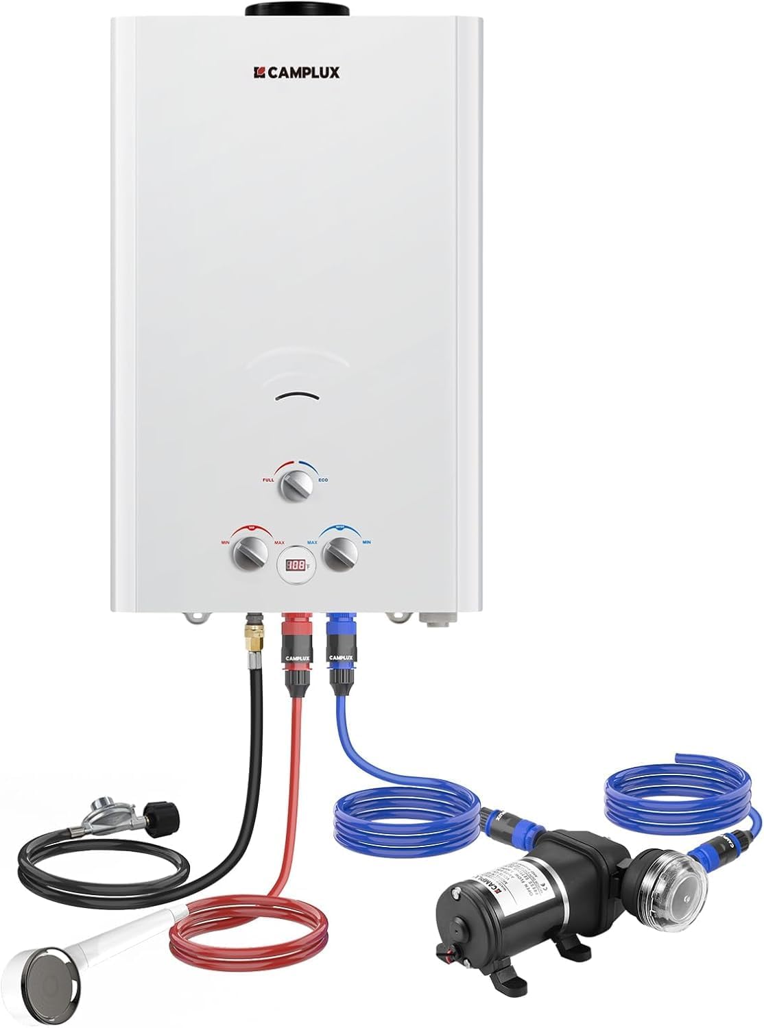 CAMPLUX - Calentador de agua de propano de 4.22 GPM, calentador de...