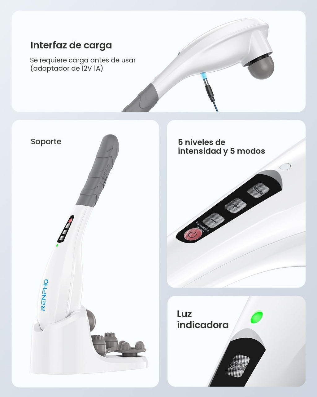 Masajeador electrónico manual a percusión para tejidos profundos ma...