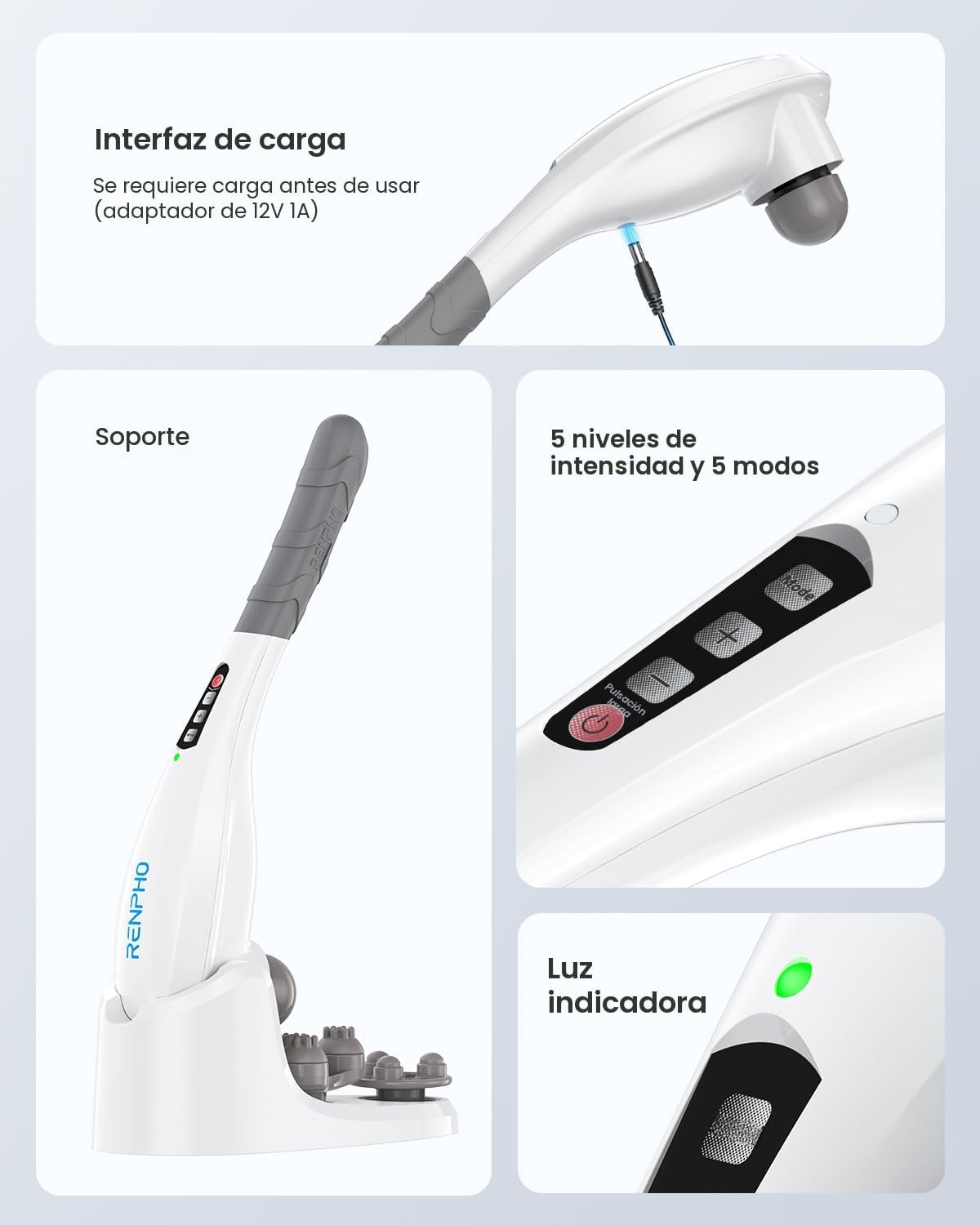 Masajeador electrónico manual a percusión para tejidos profundos ma...
