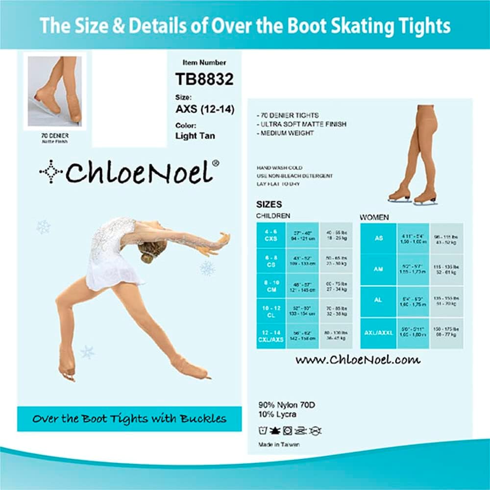 ChloeNoel Patinaje Artístico Bronceado Sobre Las Medias de Bota TB8832
