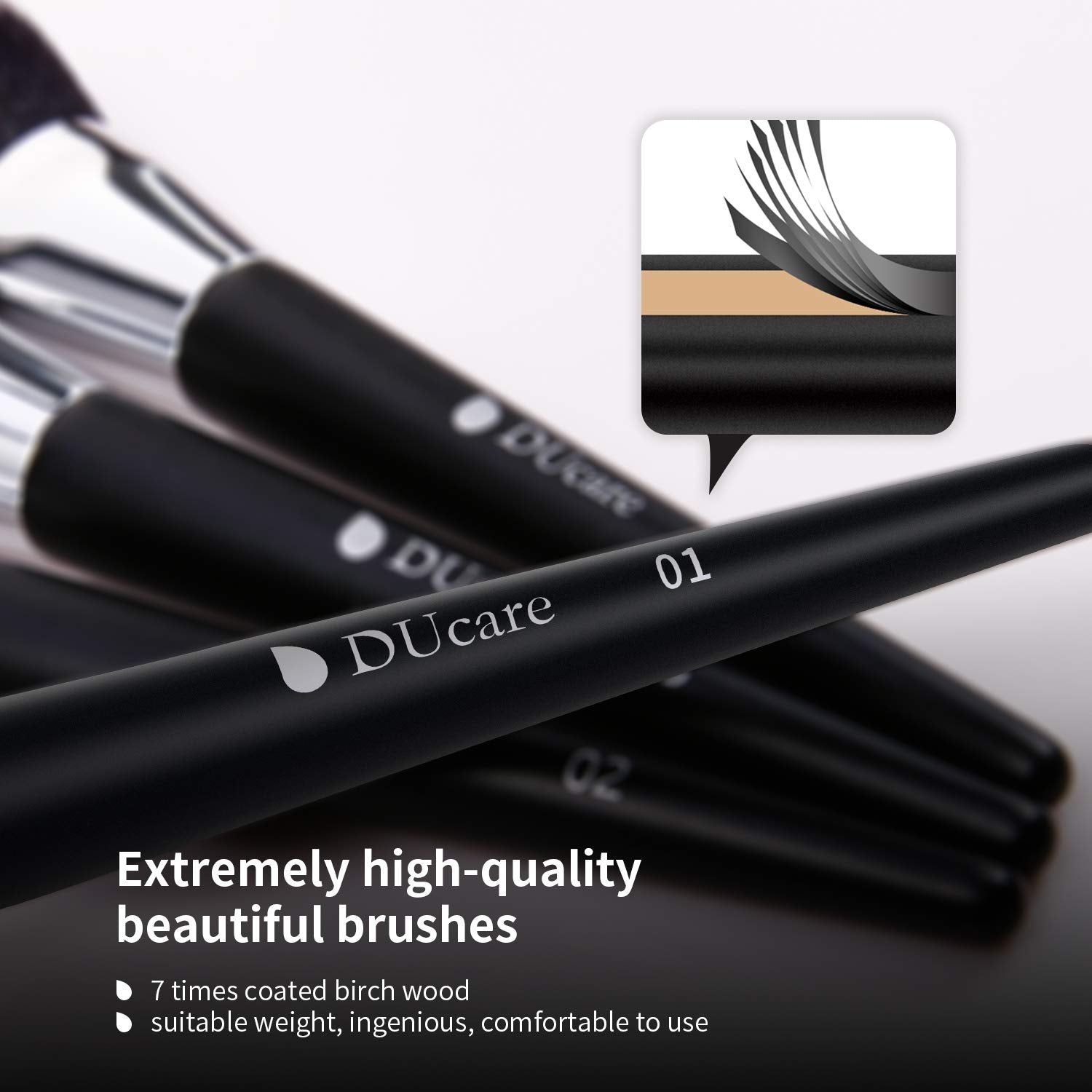DUcare Juego de 32 brochas de maquillaje de grado profesional, ultr...