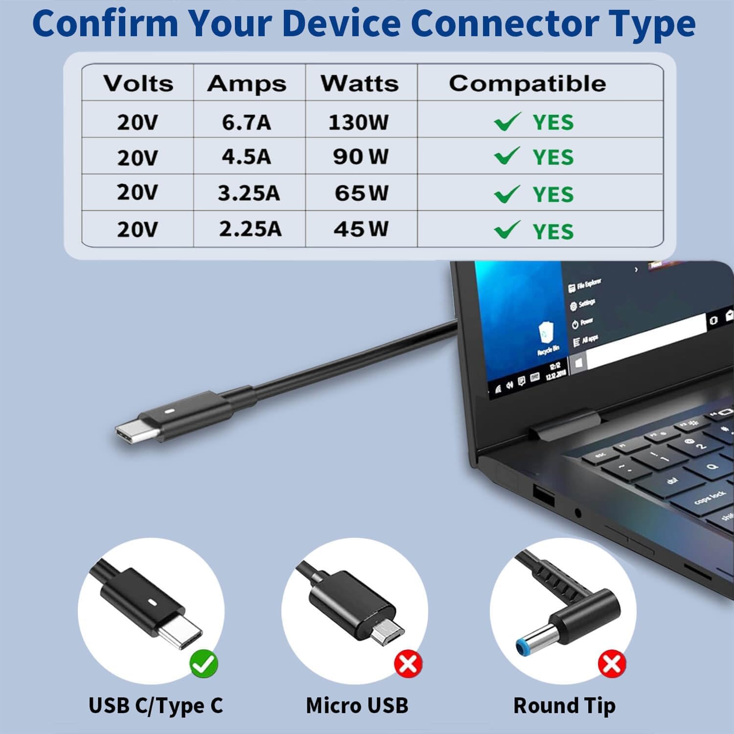 Cargador USB C de 130 W compatible con cargador de laptop Dell tipo...