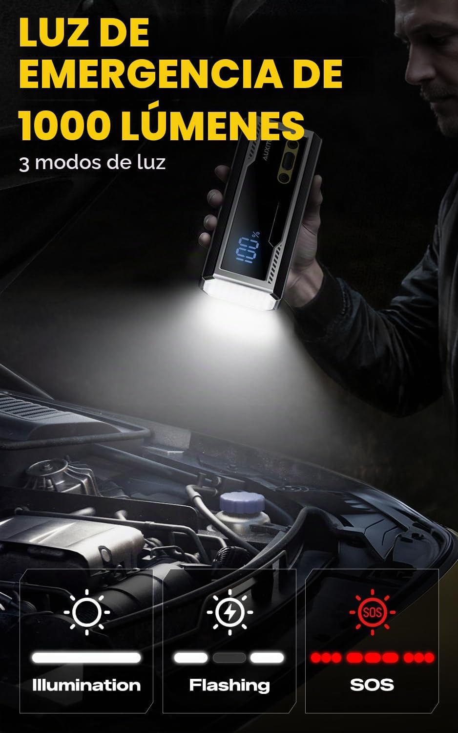 AUXITO Arrancador de 6000A, arrancador de batería de coche de 12V,...