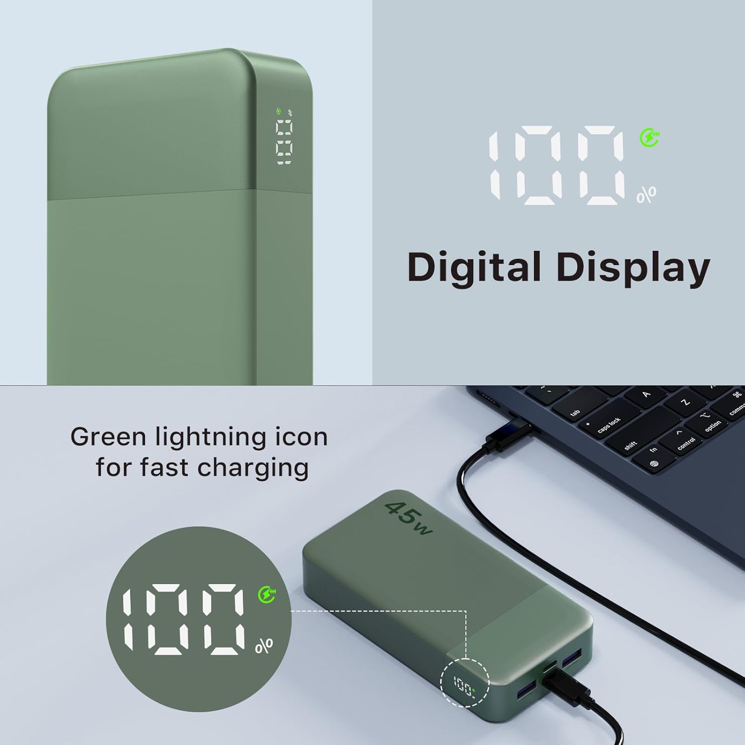 NOBIS Cargador portátil, banco de energía de 20000 mAh, banco de en...