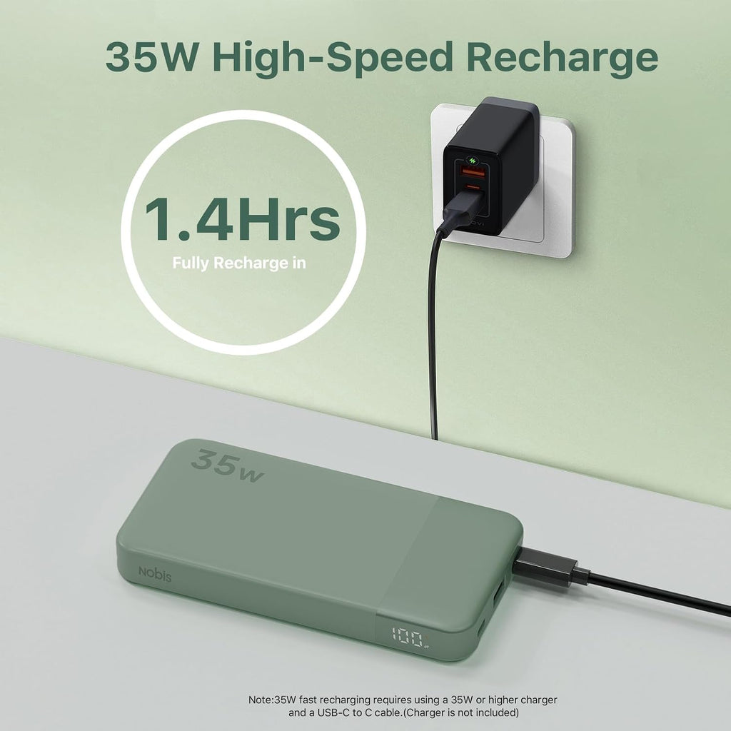 NOBIS Cargador portátil, cargador de batería de 10000 mAh de carga...