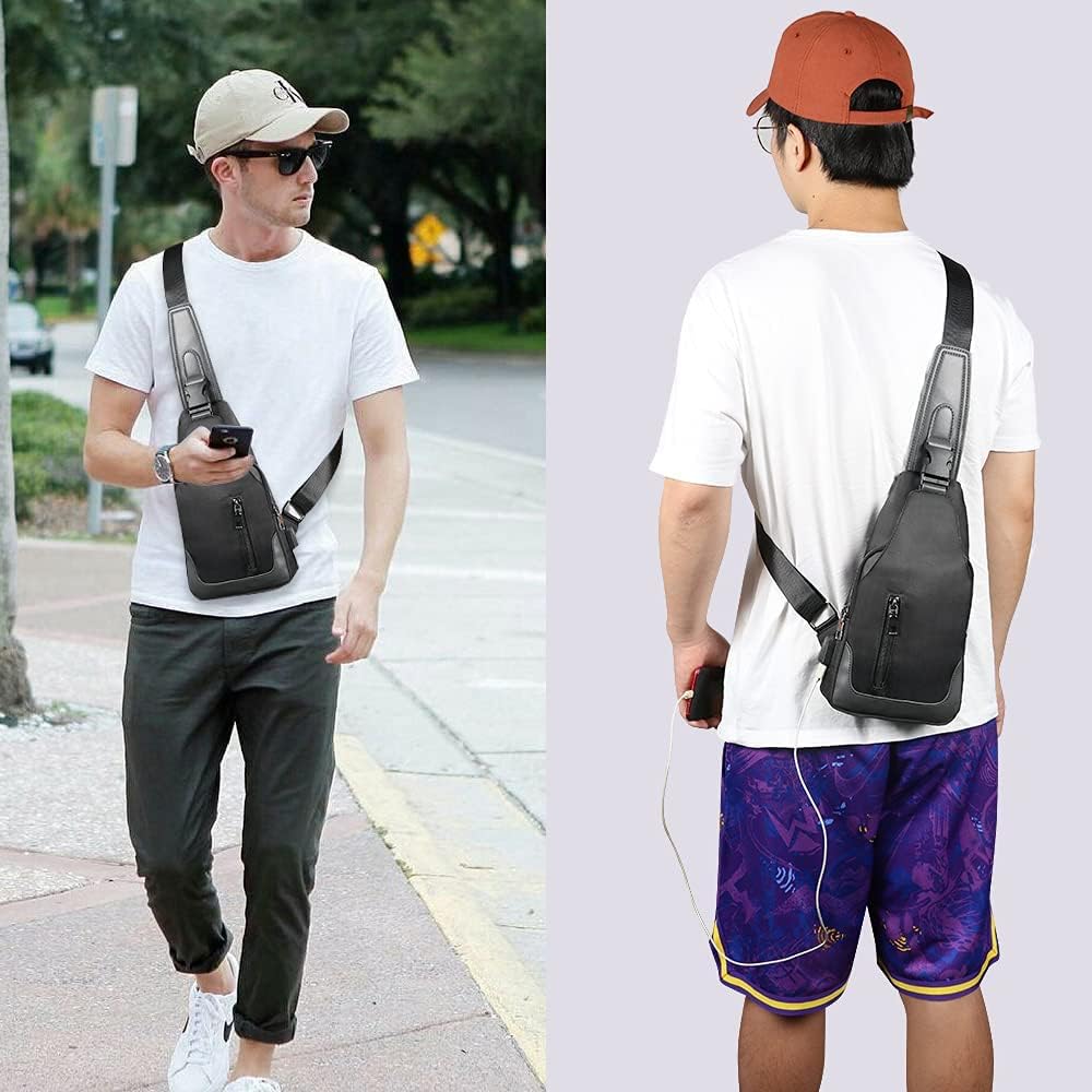 C&amp;Xanadu Mochila bandolera con puerto de carga USB, bolsa de pe...