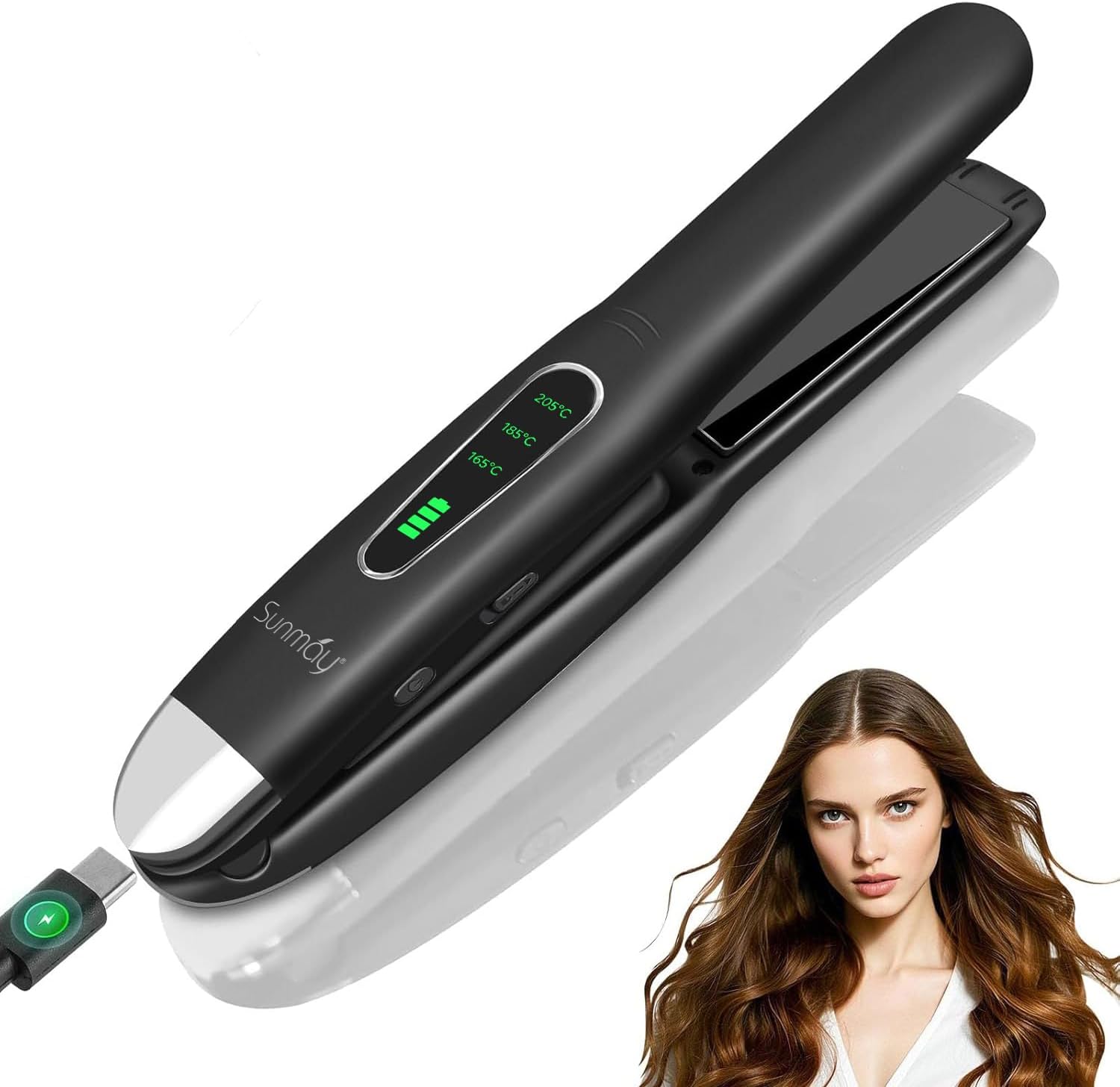 SUNMAY Plancha de Pelo Inalámbrica, Plancha de Pelo de Titanio Port...