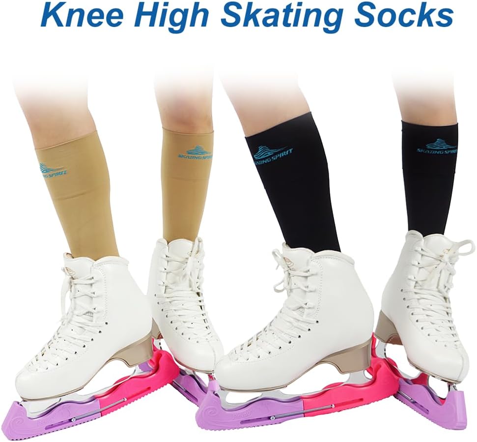 SkatingSpirit Calcetines de patinaje artístico (2 pares), altura a...