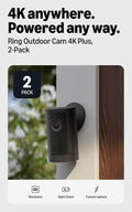 Ring Outdoor Cam 4K Plus (modelo más reciente), con batería, Retina...