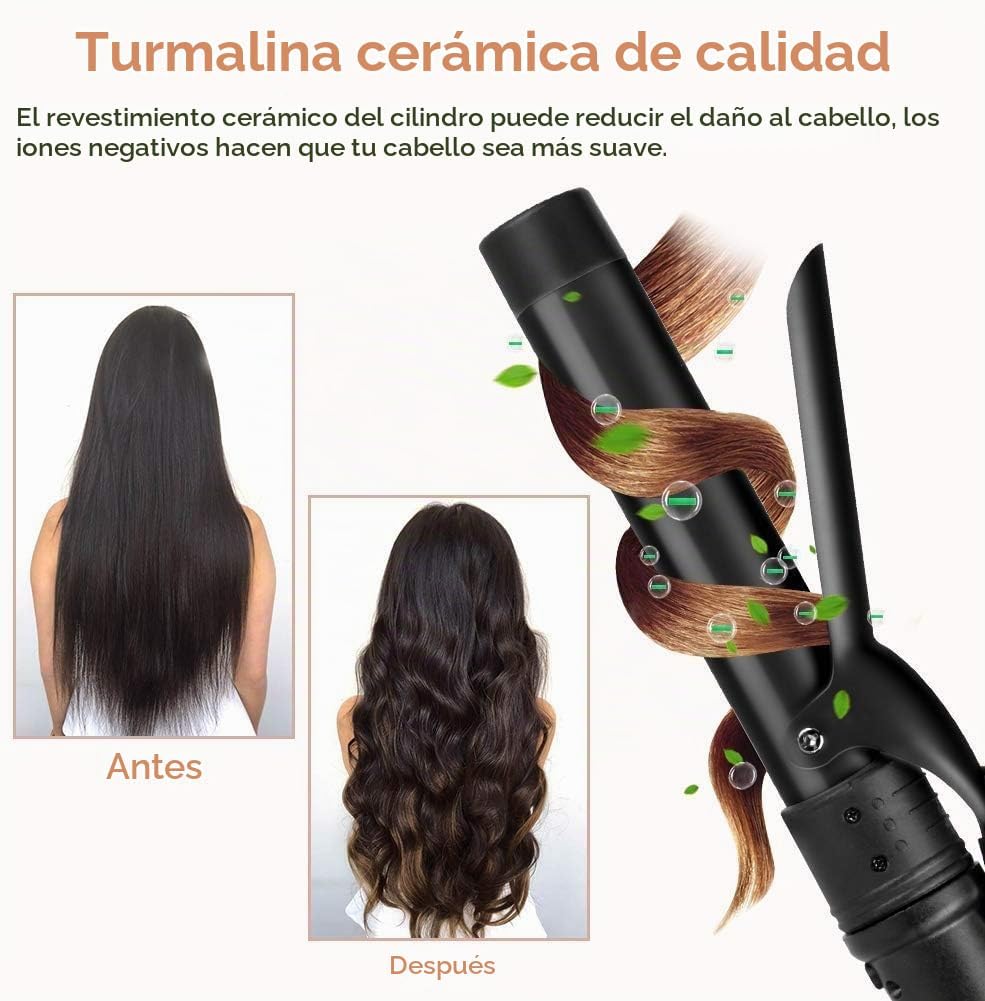 Rizador 6 en 1 para cabello largo y corto, coeficiente de temperatu...
