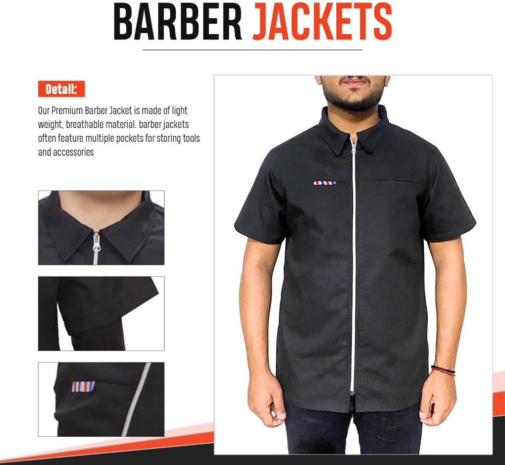 Chaqueta de peluquero profesional Camisa de media manga para hombre...