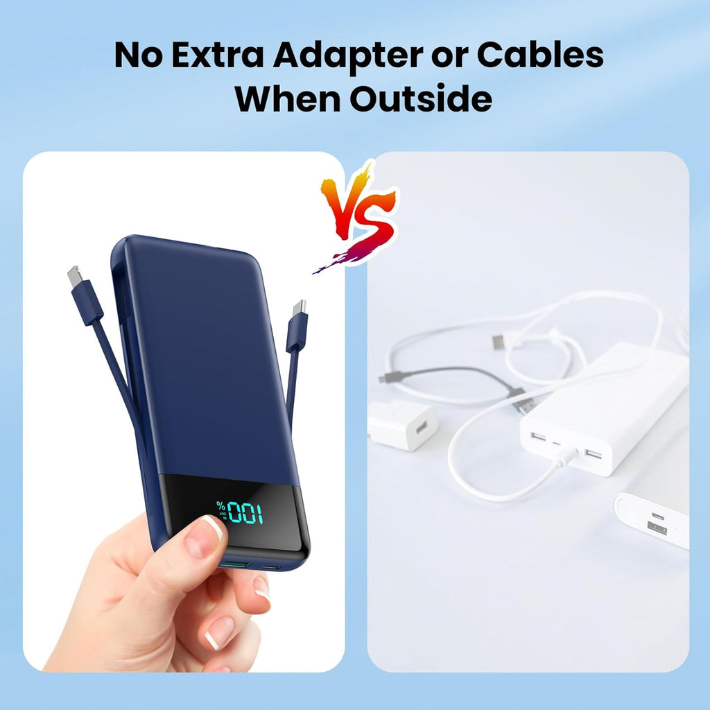 Cargador portátil para iPhone con cables integrados y enchufe de pa...