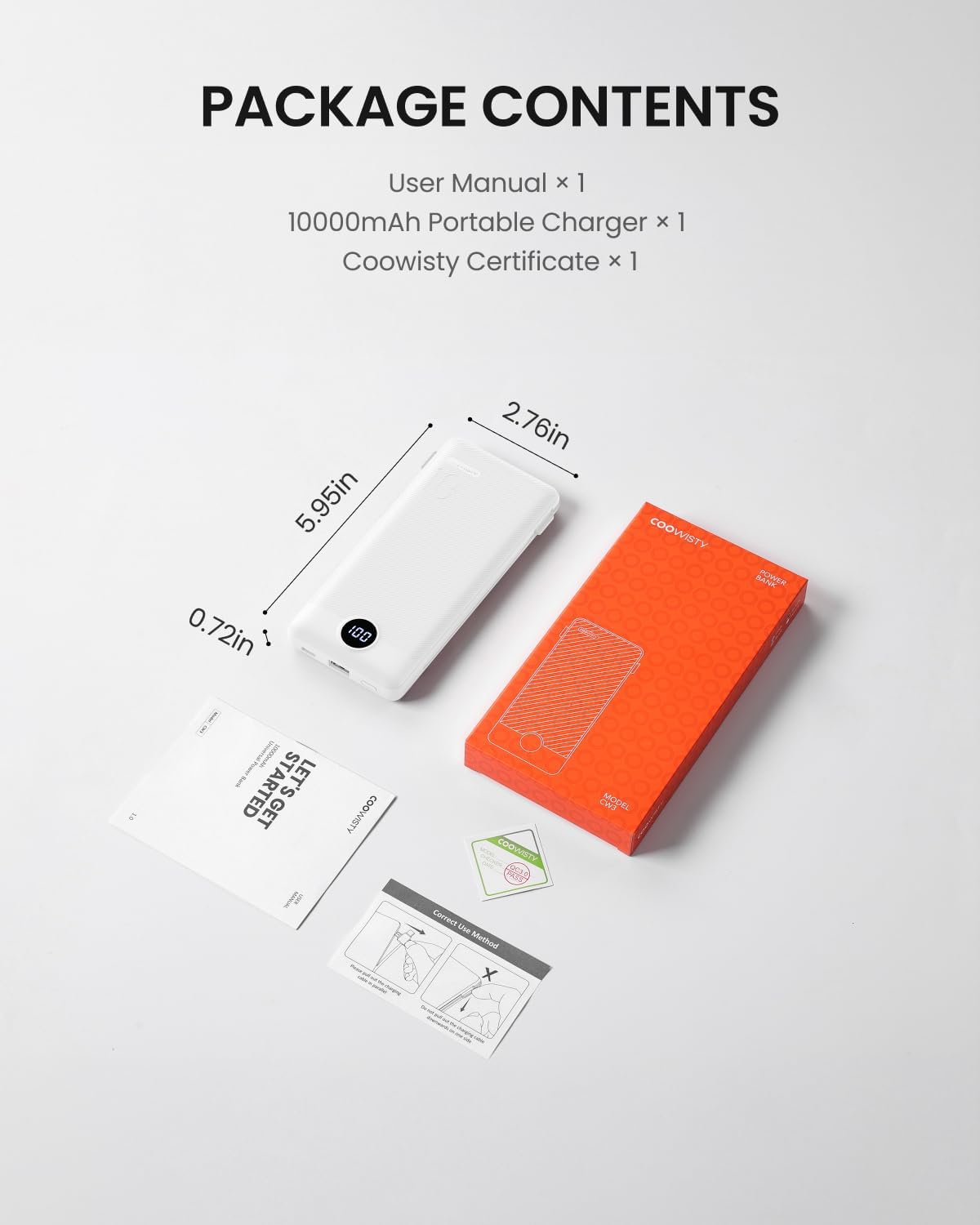 Coowisty Cargador portátil con enchufe de pared, banco de energía U...