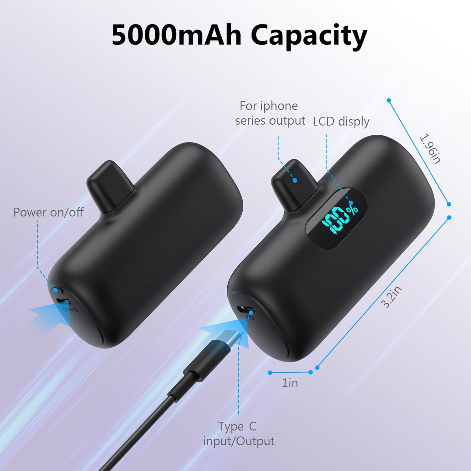 Cargador portátil mini para iPhone serie 14\/13, batería de carga r...