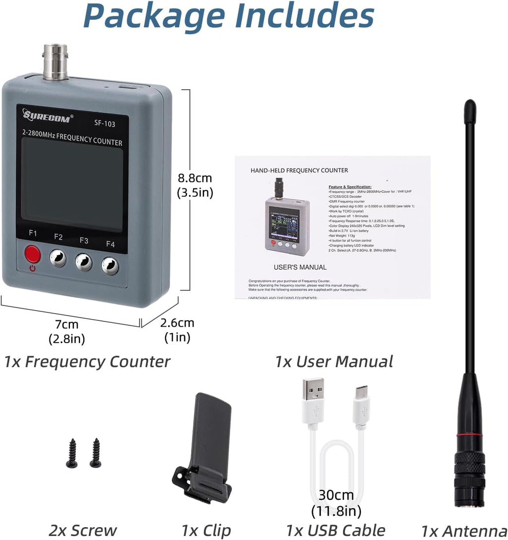 Mcbazel Surecom SF-103 portátil 2mHz -2.8GHz Walkie Talkie Contador...
