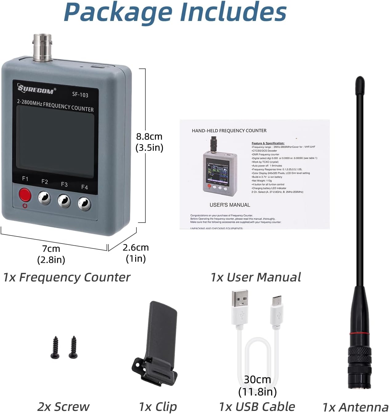 Mcbazel Surecom SF-103 portátil 2mHz -2.8GHz Walkie Talkie Contador...