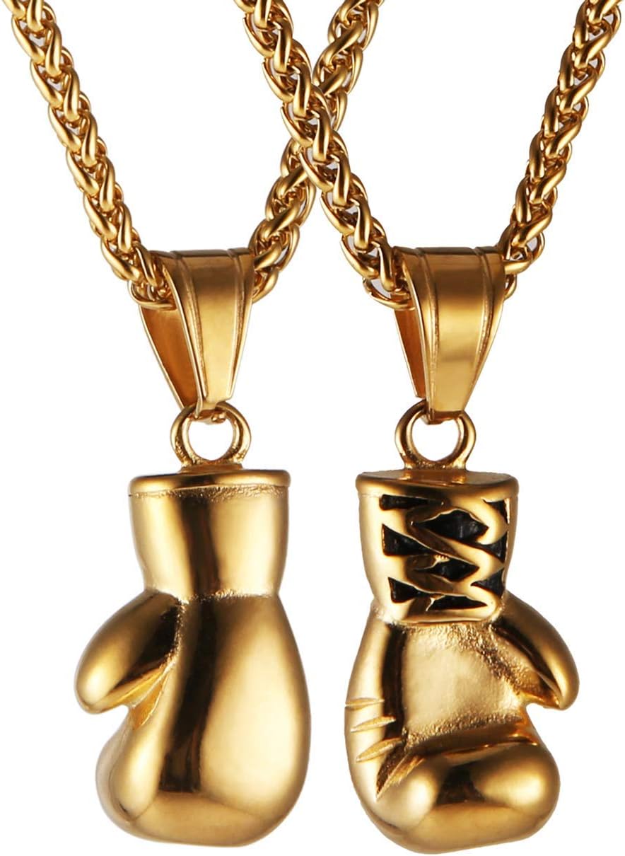 HZMAN Collar con colgante de guante de boxeo de acero inoxidable pa...