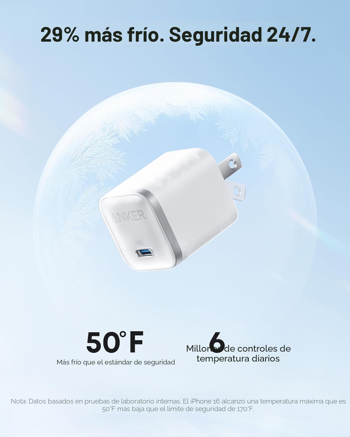 Anker Cargador nano, carga rápida de 45 W, enchufe compacto y plega...