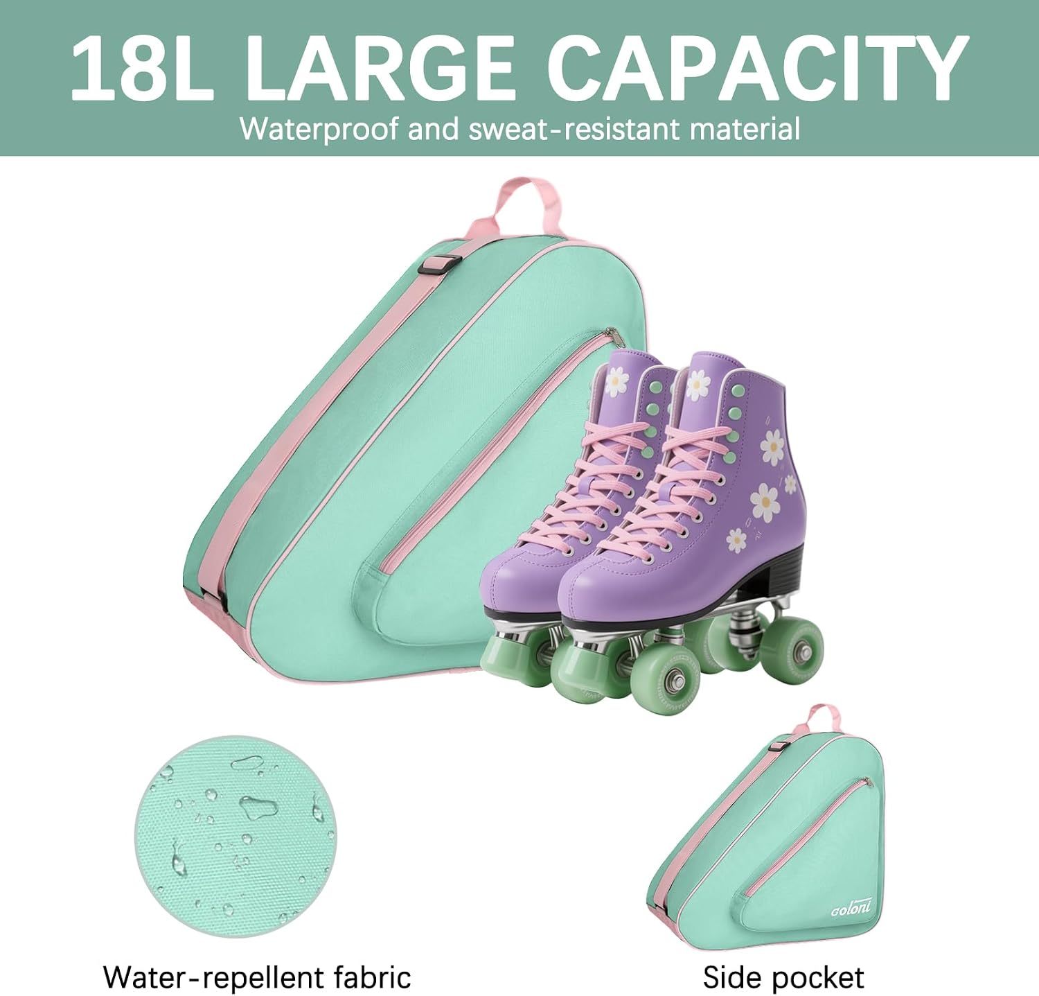 Goloni Bolsa de patinaje para patines de hielo, patines en línea, p...