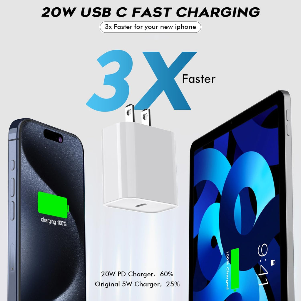 Bloque de cargador USB C rápido, paquete de 3 cables USBC a USBC de...