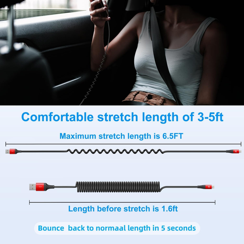 Cable de carga para iPhone de 6 pies para automóvil, cable Lightnin...