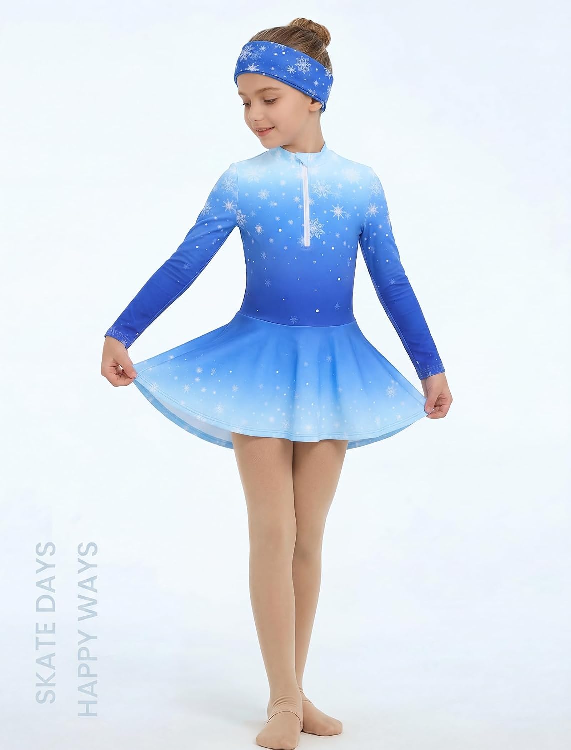Wenlia Conjunto de vestido de patinaje sobre hielo para niñas, de m...