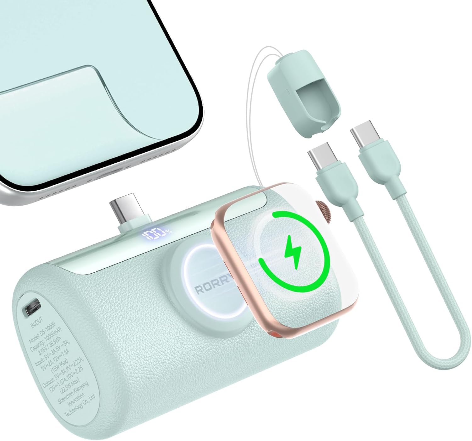 RORRY PalmGo Cargador portátil, 10000mAh PD 22.5W carga rápida mini...