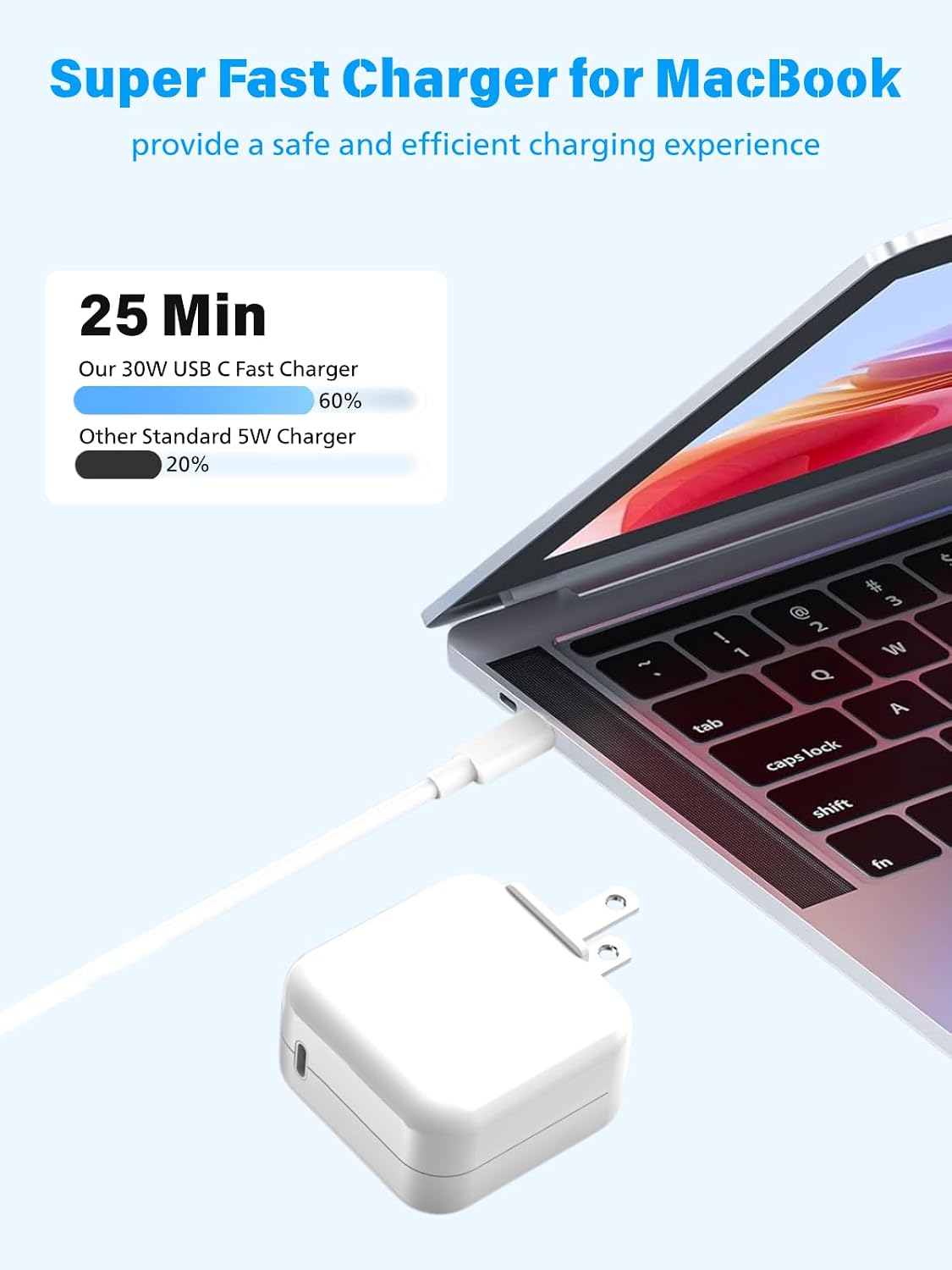 Cargador de aire para MacBook de carga rápida, Apple 30 W, adaptado...