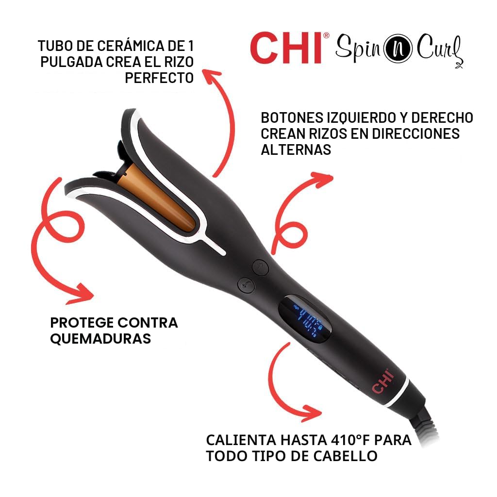 CHI Spin N Curl, rizador para rizos y ondas saludables y brillantes...