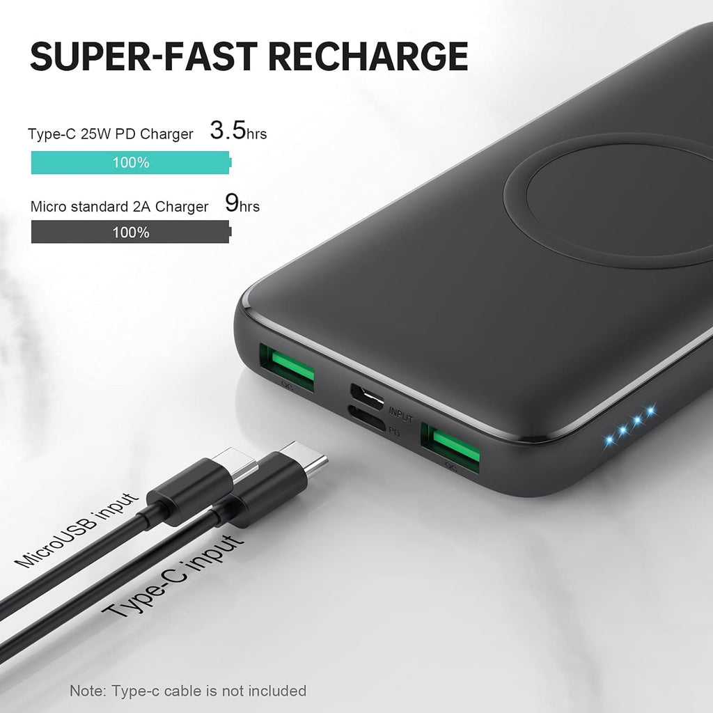 Cargador portátil inalámbrico, 13800 mAh, 15 W, carga inalámbrica r...