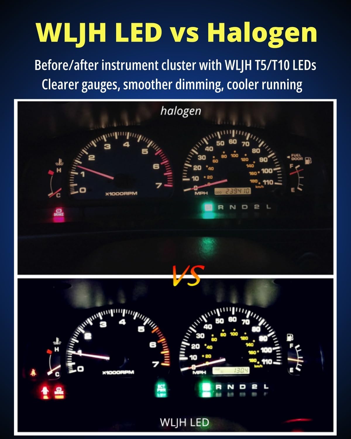 WLJH Paquete de 40 bombillas LED 194 168 T10 T5 con enchufes, sin p...