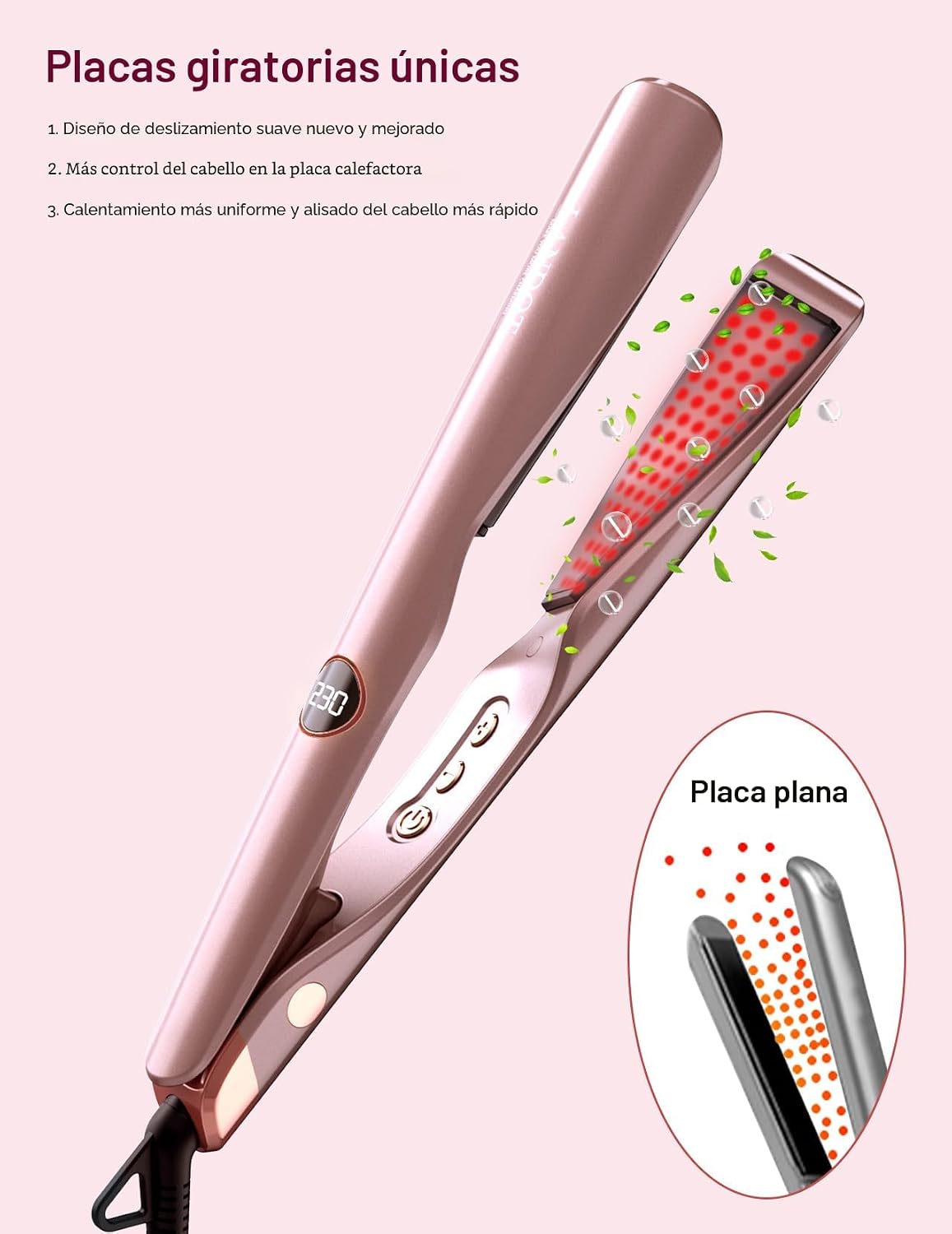 LANDOT - Plancha de pelo 2 en 1 y rizador, plancha plana de doble v...